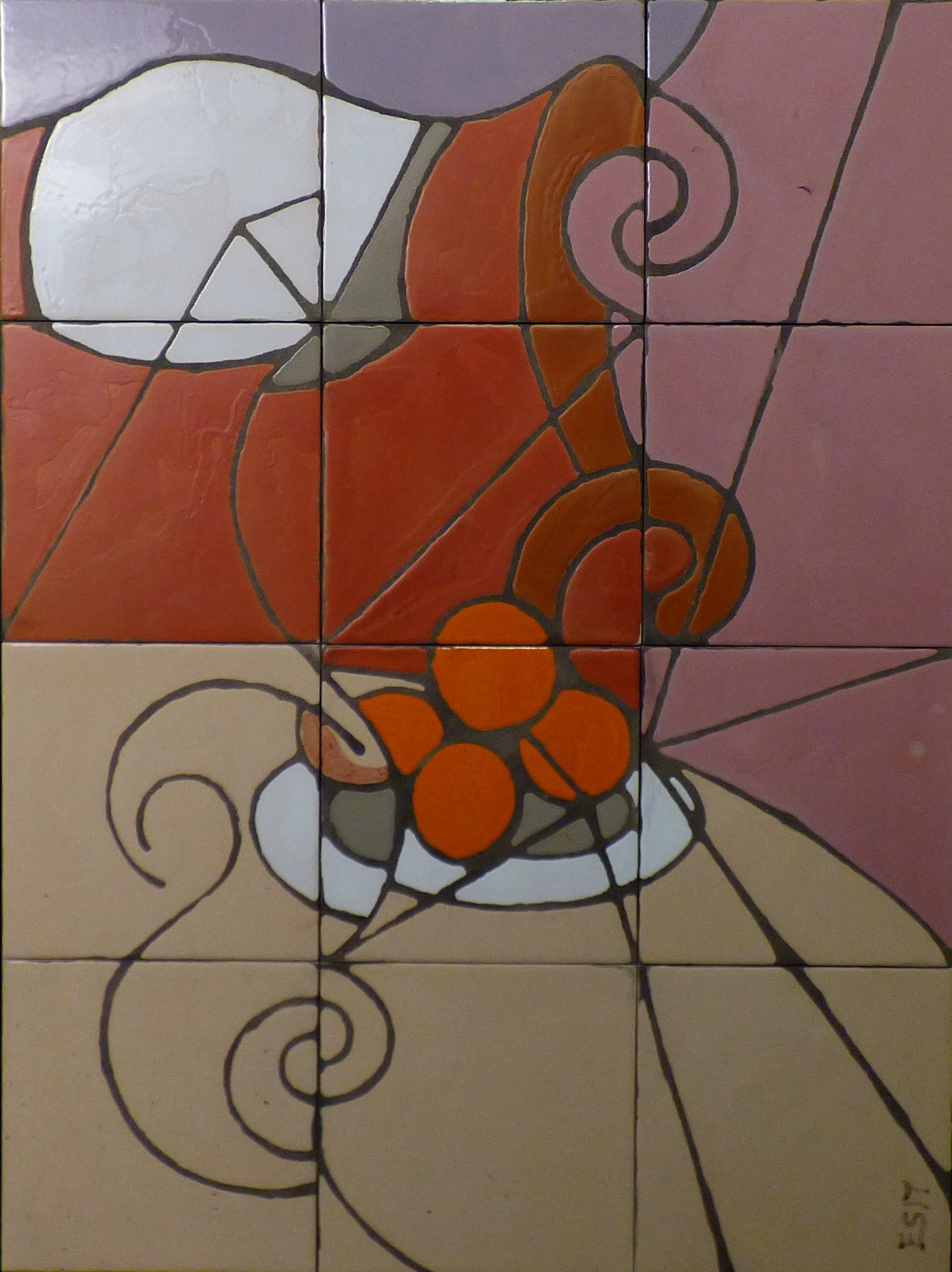 bodegon en mural de ceramica de gramala